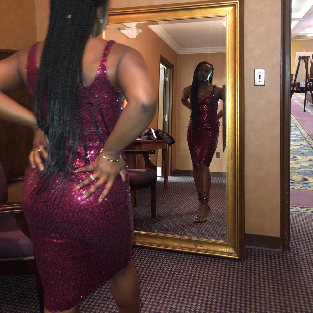 Red sequin dress
